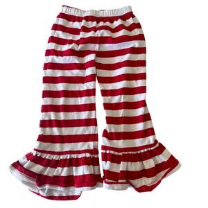 Blanks Boutique 2T Ruffle Pants - Red and White Stripes